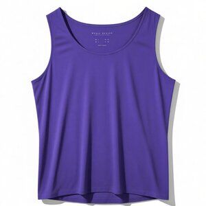 Susan Graver Tank Top Set of 2 Liquid Knit Stretch Scoop Neck Navy Purple XL